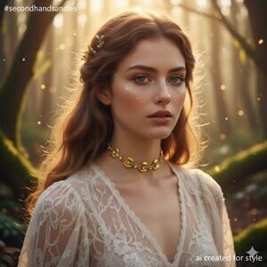 Vintage MCM Gold Tone Rhinestone Sculptural fan tail Link Choker Necklace 14"